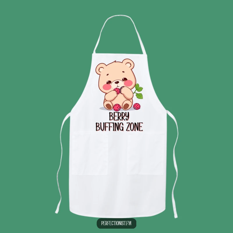 Funny Bear Berry Apron: Cook with focus with a diligent bear and its berry, a great funny gift.