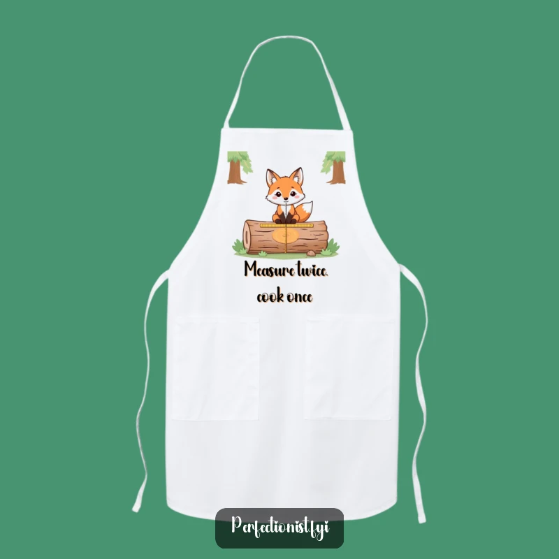 Funny Fox Measuring Apron: Cook with Precision like the Woodland Surveyor - A Functional Funny Gift