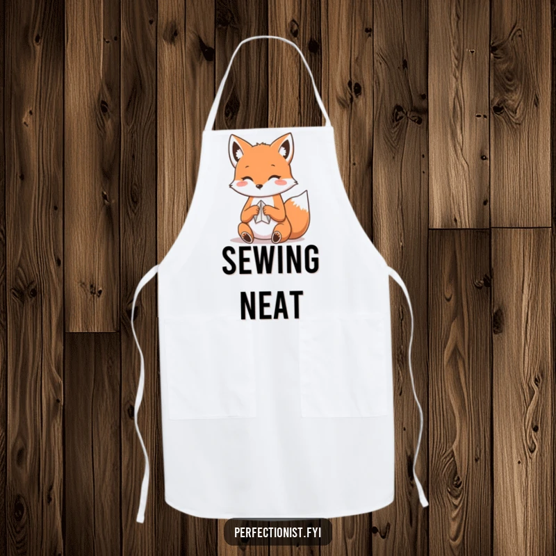 Funny Kawaii fox apron, a fox carefully folding paper, perfect for those who enjoy detailed work.