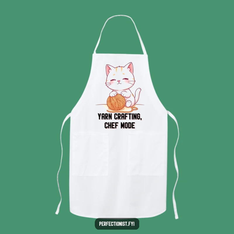 Funny Cat Apron, Kitchen Yarn Watching Chef Wear, Humorous Gift for Knitters
