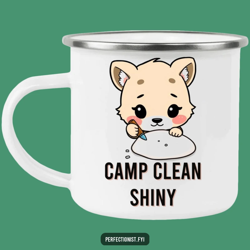 Funny Enamel Camping Mug - Meticulous Animal Dust - Outdoor Cleaner Gift