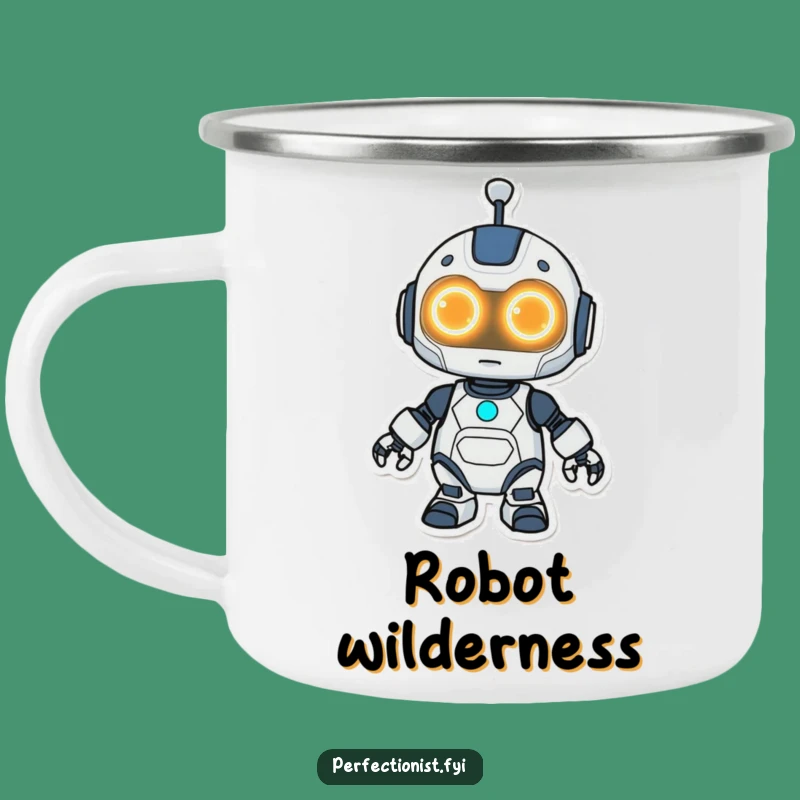 Adventure-Ready Funny Kawaii Robot Camping Mug: Glowing Eyes, Awesome Funny Gift