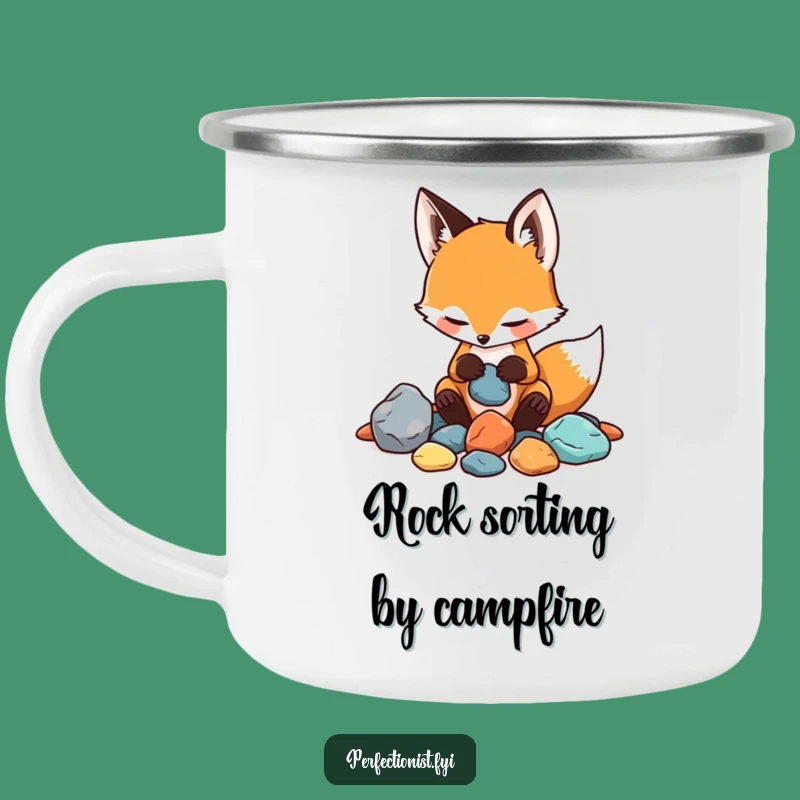 Funny Sorting Fox Camping Mug: Adventure with Hilarious Collector Style!