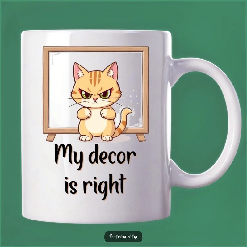 Funny Cat Straightening Painting Mug, Decorator's Gift