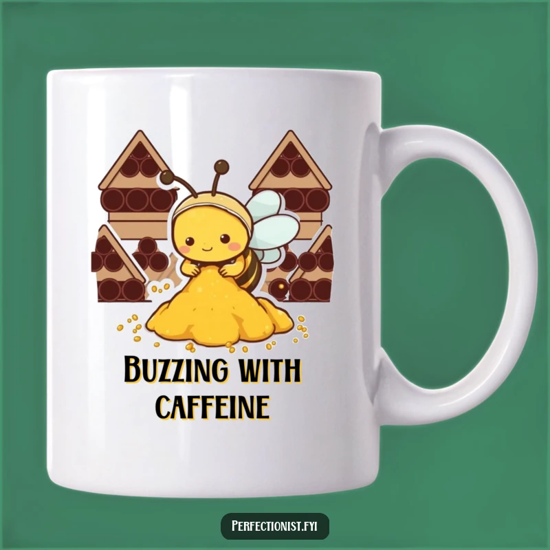Funny Kawaii Bee Mug: Diligent Bee Organizing Pollen, a Sweet Funny Gift