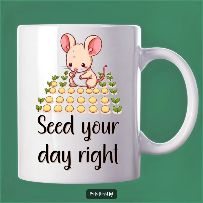 Funny Mouse Arranging Seeds Mug: Perfect Gift for Organized Foodies