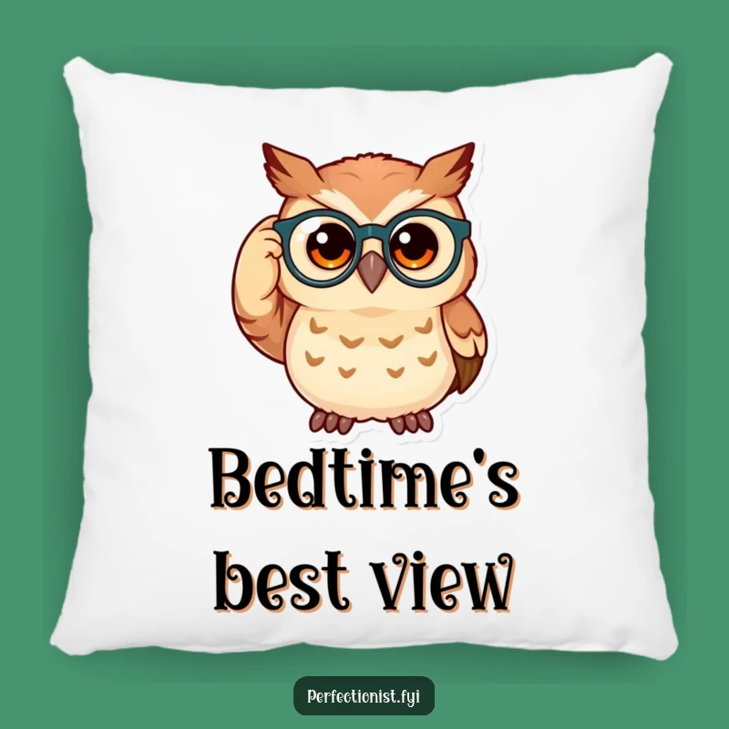 Funny Owl Pillow: Spectacled Owl Adjusts Glasses, A Cozy Pillow With Intellectual Flair