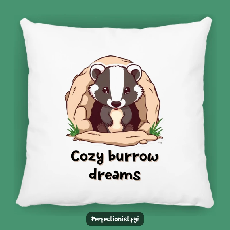 Funny Badger Pillow: Soft Comfort with Hilarious Burrow Decor