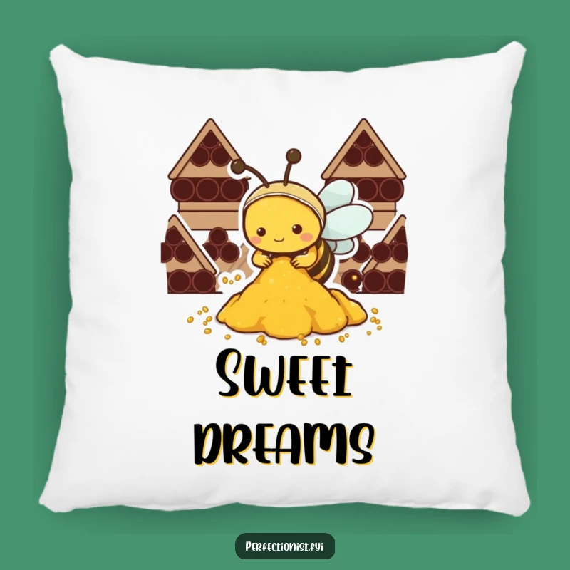 Comfortably Funny Kawaii Bee Pillow: Diligent Bee Organizing Pollen, Sweet Funny Gift