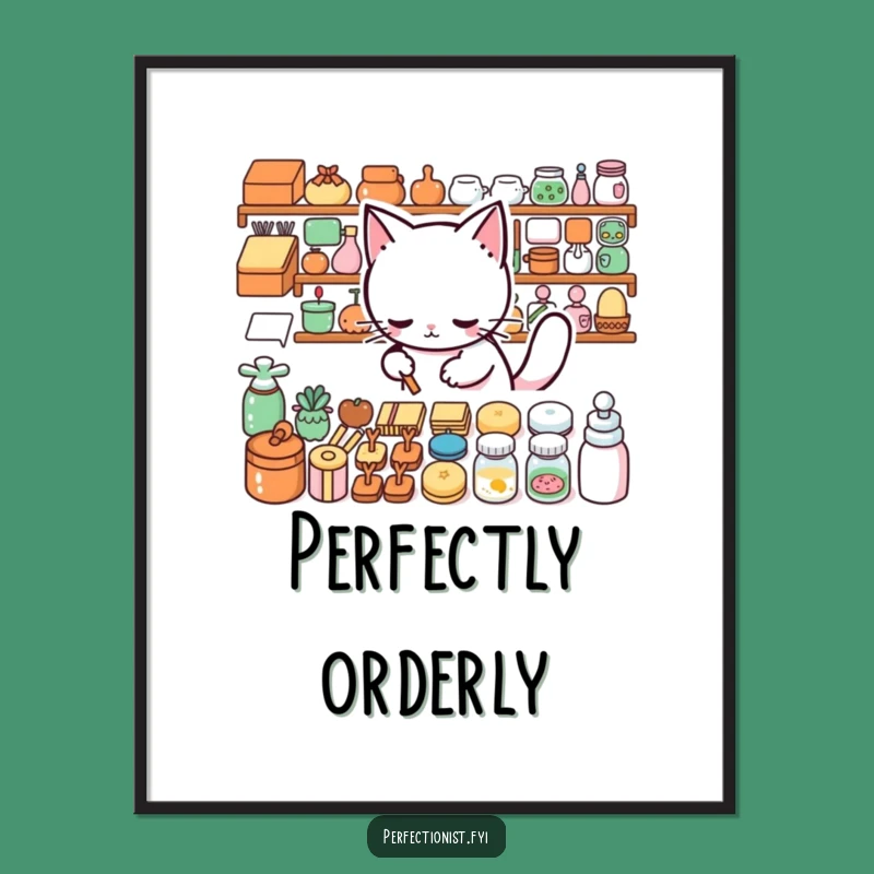 Funny Cat Arranging Digital Art: Precise & Humorous Decor, Perfect Funny Gift