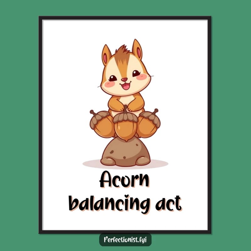 Funny Chipmunk Acorn Art Digital Print - Instant Humorous Decor