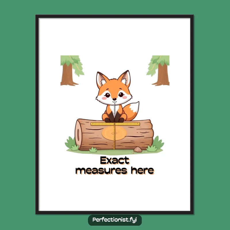 Funny Fox Measuring Digital Art: Precise Surveyor Decor - A High-Resolution Funny Gift