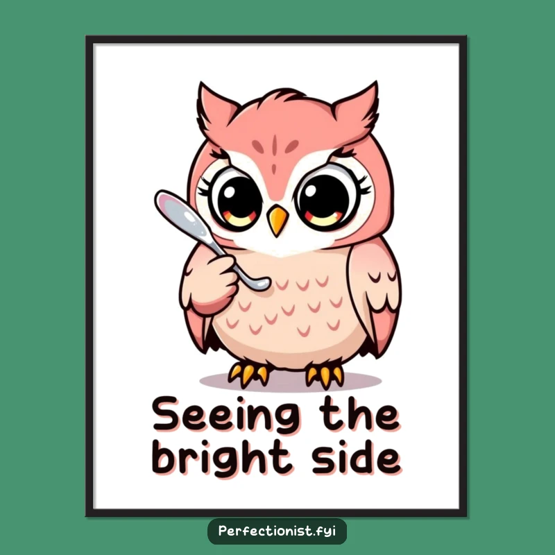 Funny Owl Spoon Polishing Digital Print: Humorous Wall Art Download