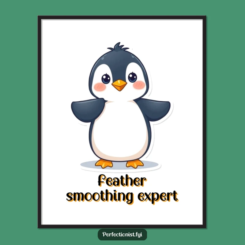 Funny Penguin Digital Art: Hilarious Feather Smoothing Decor for Polished Spaces