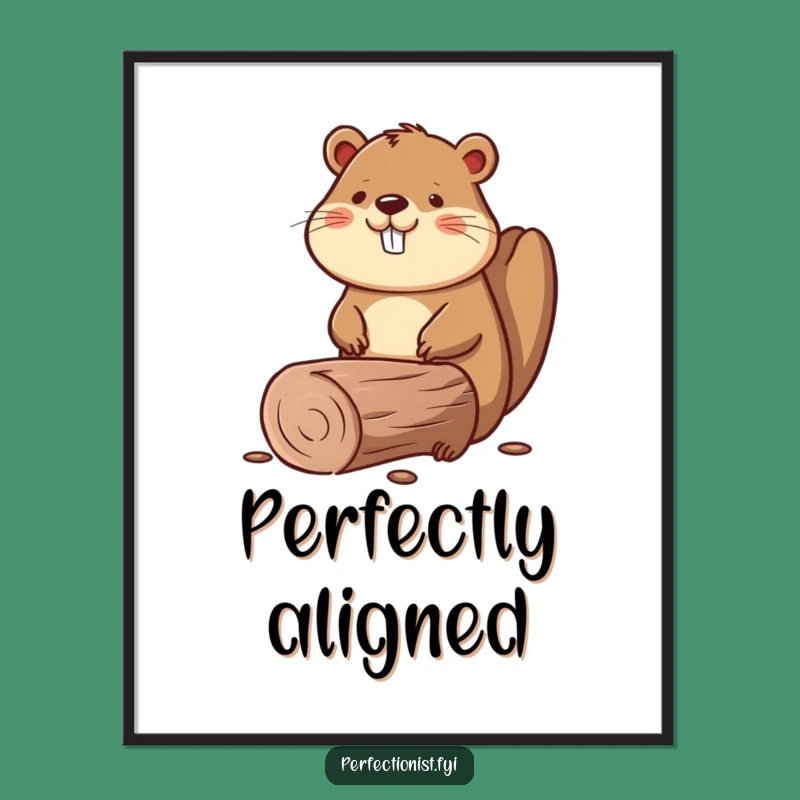 Funny Beaver Straight Log Digital Art, Instant Workshop Decor