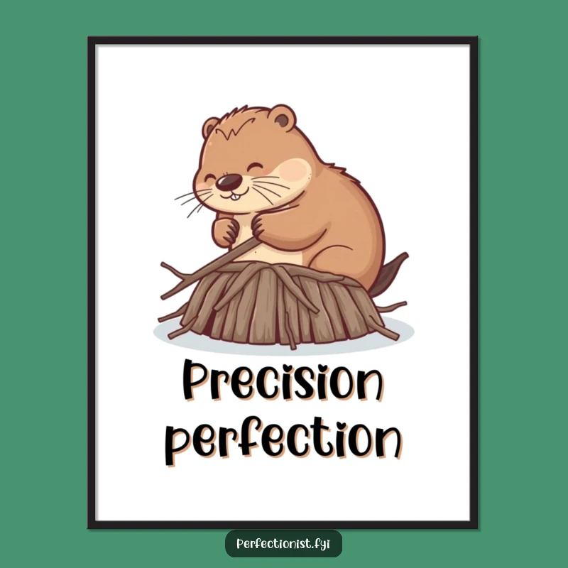 Funny Beaver Digital Art: Diligent Dam Builder Decor - A High-Resolution Funny Gift