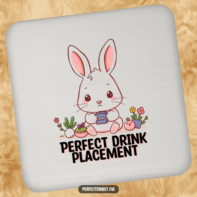 Funny Coasters: A rabbit aligns items perfectly, a humorous and protective addition to tables.