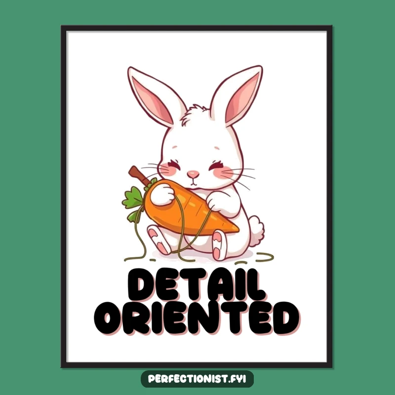 Funny Rabbit Carrot Detailing Poster, Meticulous Art for Walls