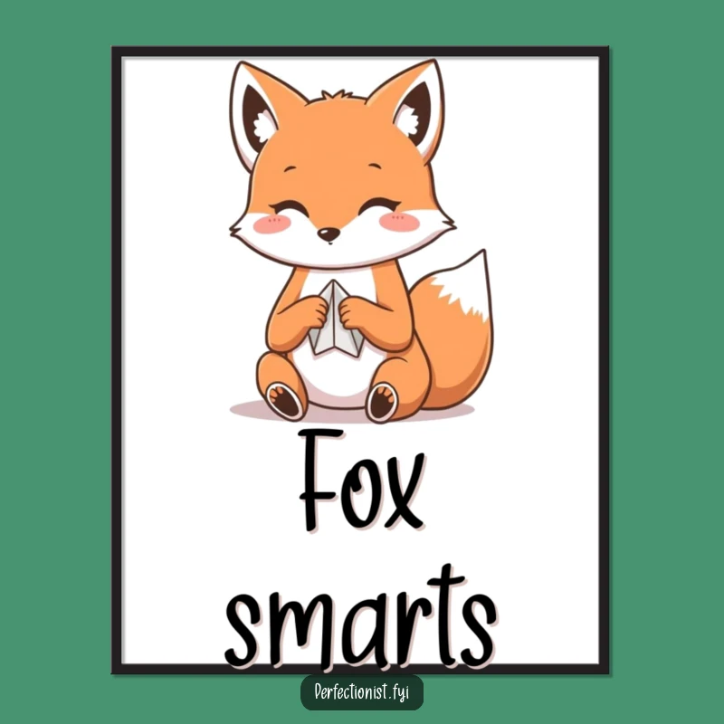 Funny Kawaii Fox Poster: Origami Fox Folding Paper, Decorative Funny Gift
