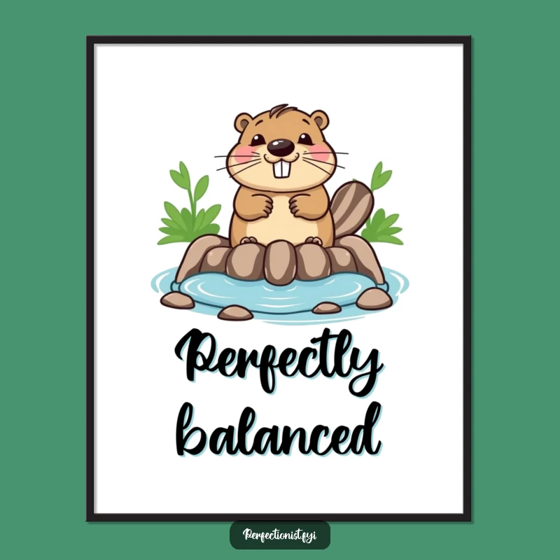 Funny Beaver Poster: Symmetrical Dam Builder, Humorous Wall Art For Organizers
