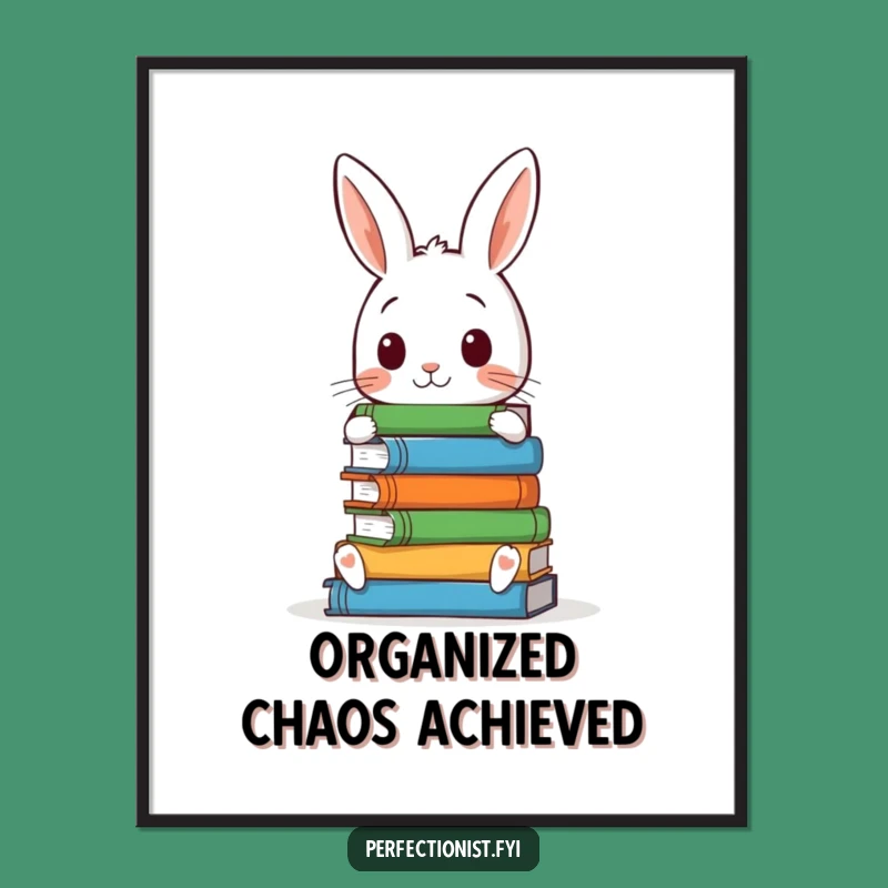 Funny Rabbit Book Arranging Poster: A Humorous Wall Art Gift