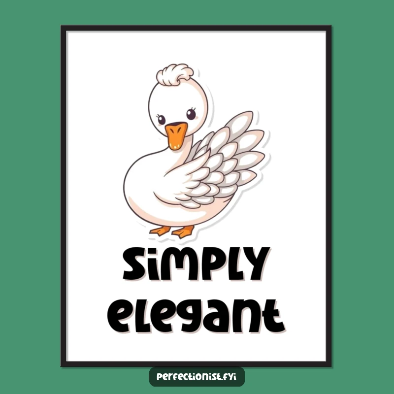 Funny Swan Feather Art Poster, Elegant Wall Decor