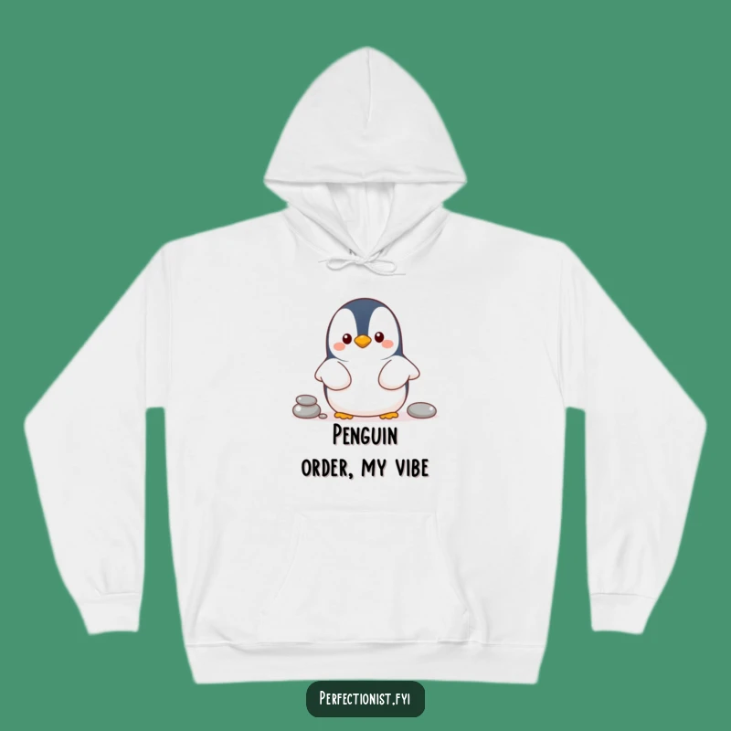 Funny Penguin Hoodie, Cozy Pebble Line Sweatshirt, Hilarious Gift for Organized Friends