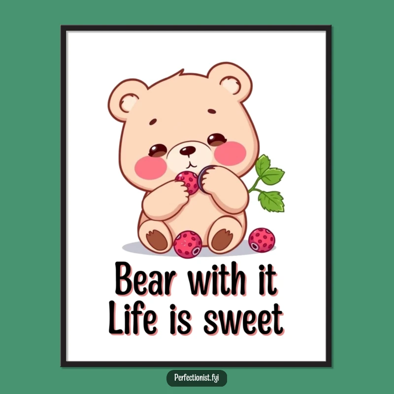 Funny Free Printable Wall Art: Polished Berry Bear for Sparkling Decor