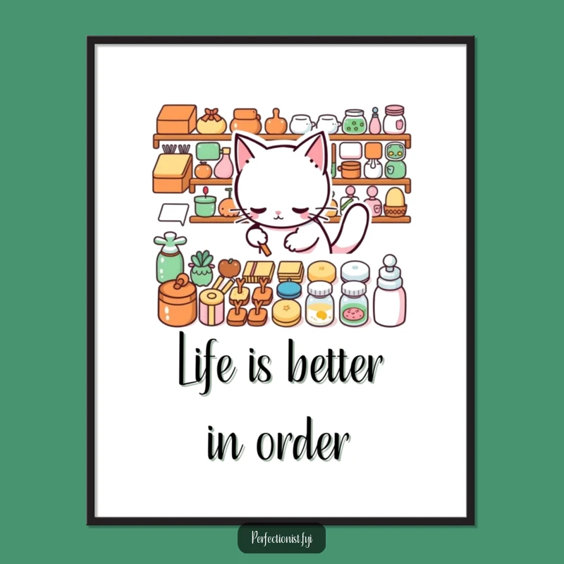 Funny Free Printable Wall Art: Meticulous Cat's Rows - Downloadable Decor for Neat Freaks