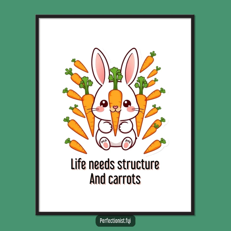 Funny Free Printable Wall Art: Meticulous Rabbit Carrots for Organized Decor