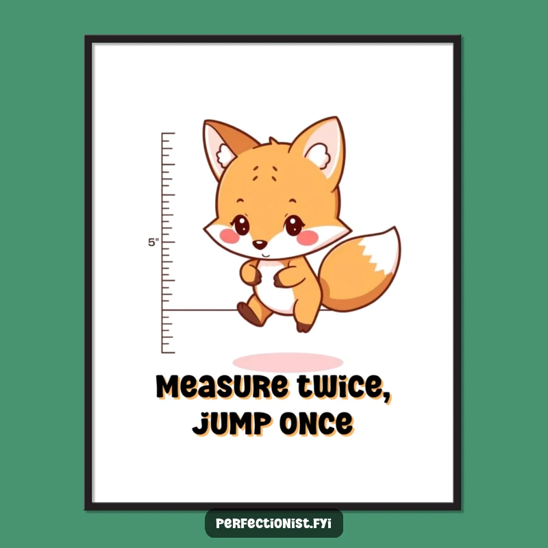 Funny Free Printable Wall Art: Fox Measures Jump for Precision Home Decor