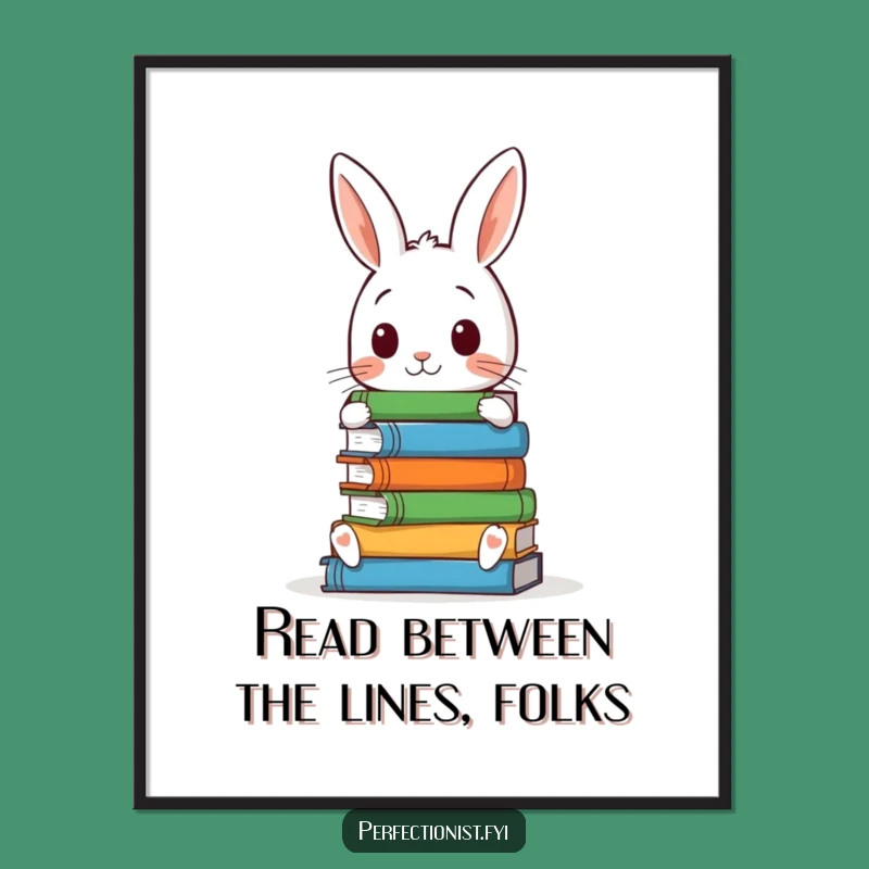 Free Printable Wall Art: Meticulous Rabbit Librarian - Funny Downloadable Decor!