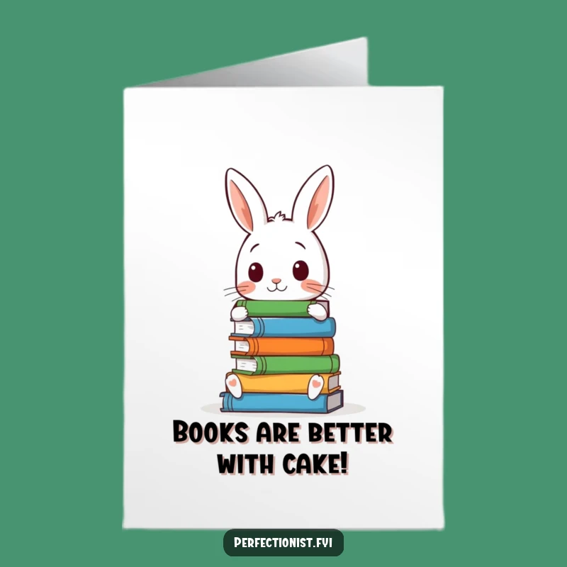 Free Printable Birthday Card: Funny Rabbit Bookworm - Perfect Downloadable Gift!