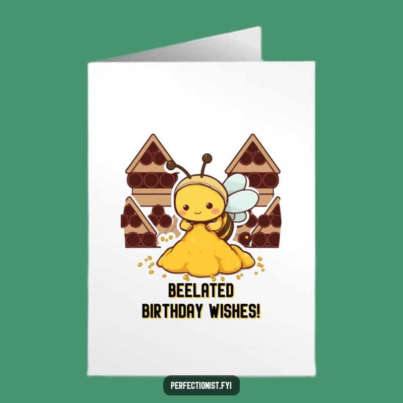 Free Printable Birthday Card: Busy Kawaii Bee Buzzes with Organized Birthday Cheer!