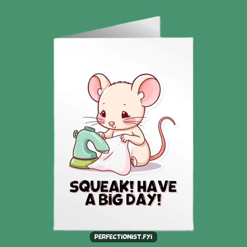 Free Printable Mouse Birthday Card - Funny Ironing Detail Downloadable Gift