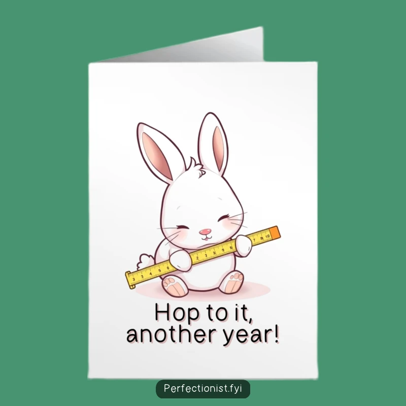 Funny Rabbit Measuring Free Printable Birthday Card - Downloadable Gift