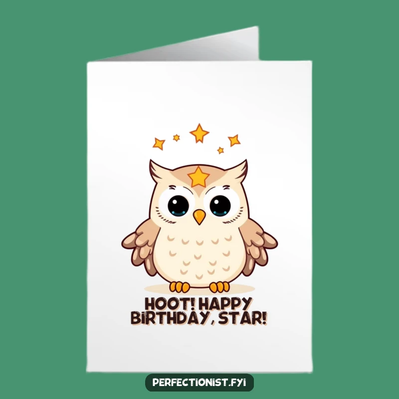 Free Printable Birthday Card: Orderly Owl Star Alignment Funny Downloadable Gift