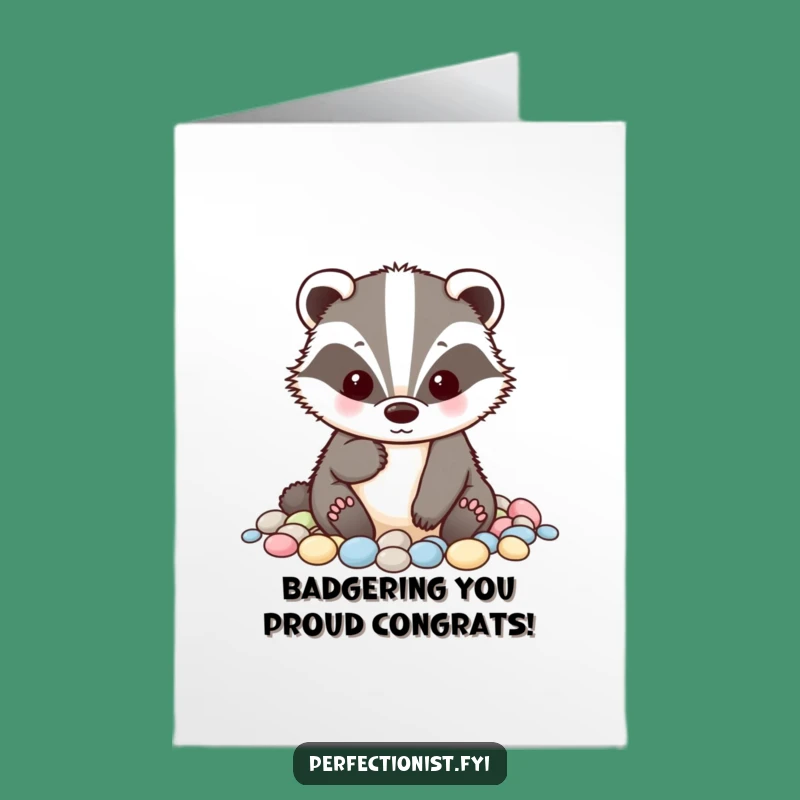Free Printable Badger Card: Tidy Congrats for Orderly Success, Downloadable Gift