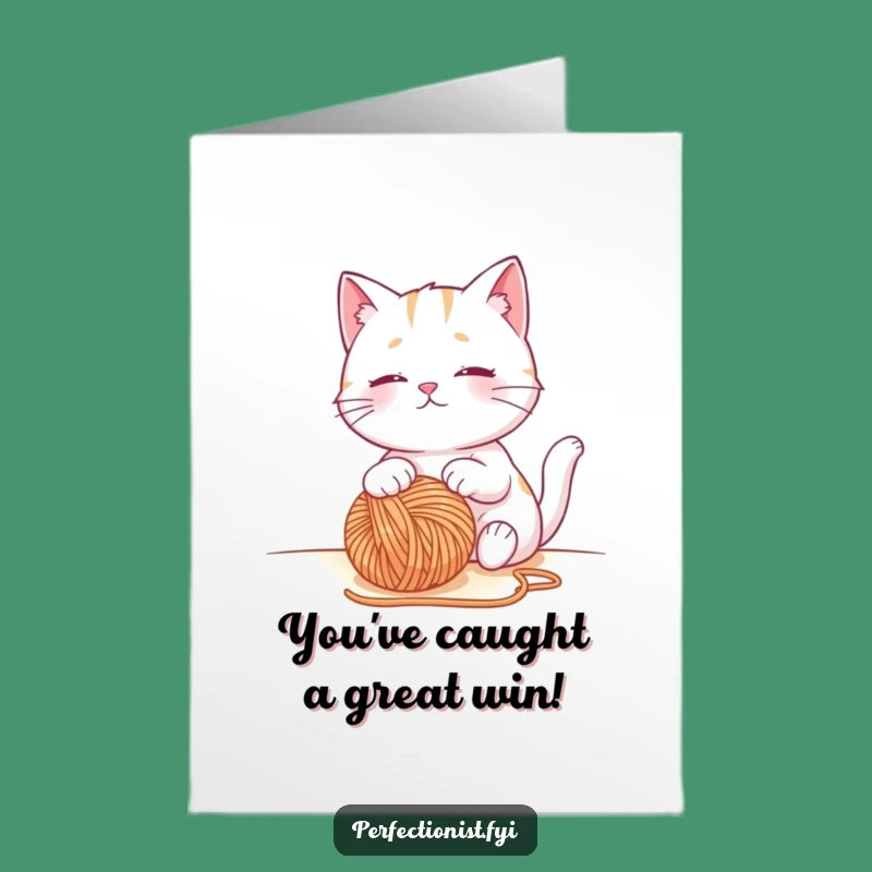 Free Printable Cat Congrats Card - Funny Yarn Achievement Downloadable Gift