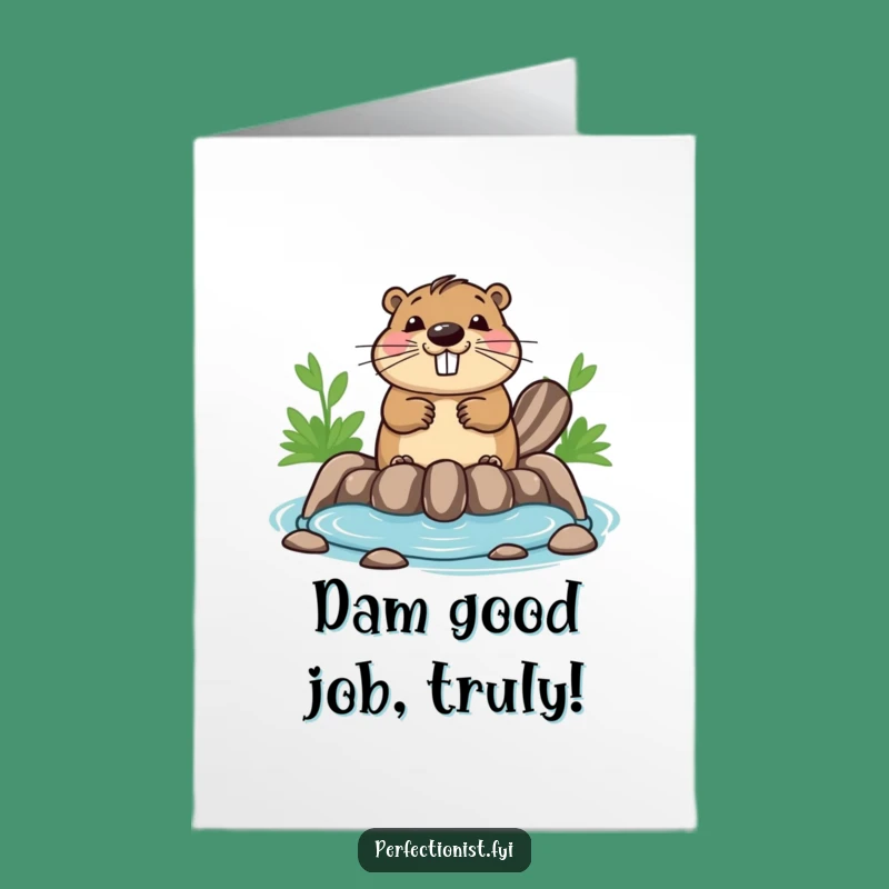 Free Printable Congrats Card: Beaver's Symmetrical Success, Humorous Downloadable Gift