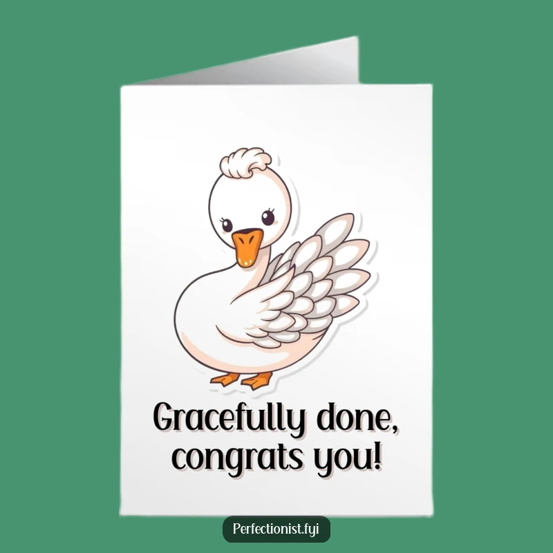 Free Printable Congrats Card: Swan's Perfect Feathers, Stylish Celebration!