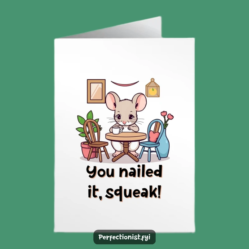 Free Printable Mouse Card: Precision Congrats for a Perfectly Set Achievement, Downloadable Gift
