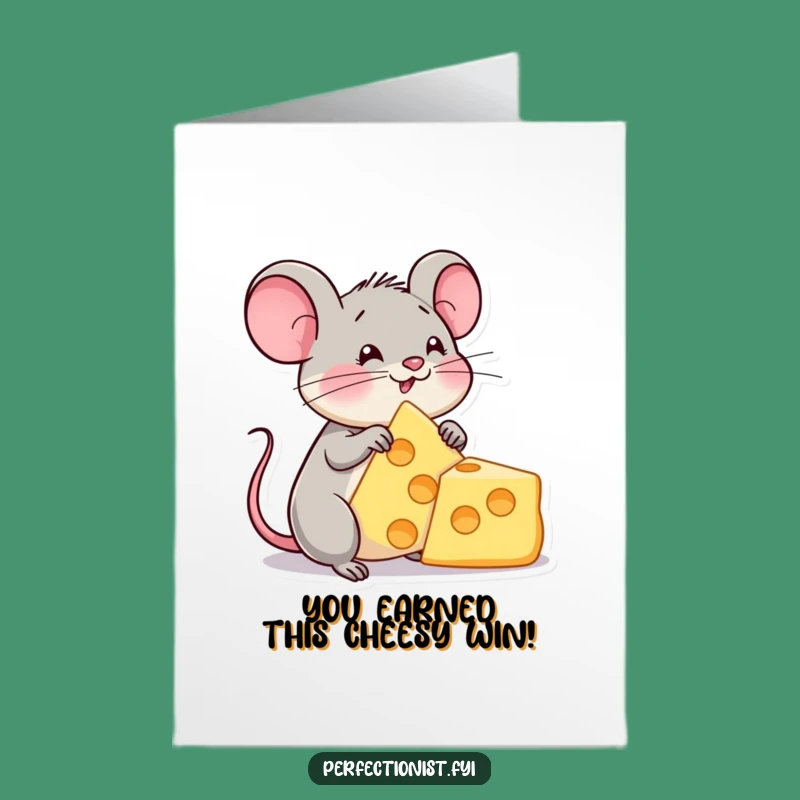 Free Printable Congrats Card: Mouse Cheers with Cheese Triangle Gift