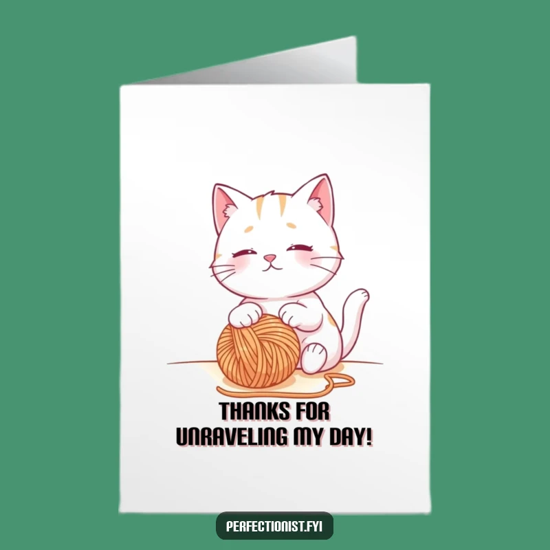 Free Printable Cat Thank You Card - Funny Yarn Contentment Downloadable Gift
