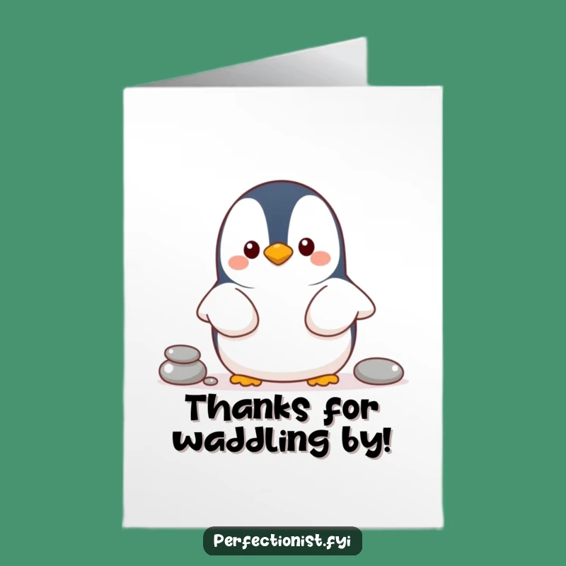 Free Printable Penguin Thank You Card - Funny Pebble Arrangement Downloadable Gift