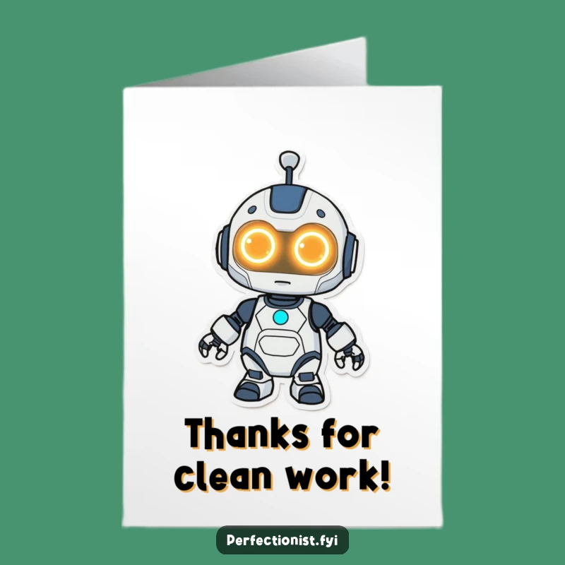 Free Printable Thank You Card: Grateful Kawaii Robot for Your Clean Help!