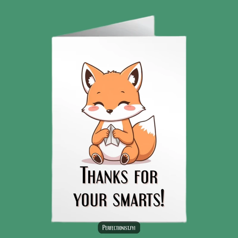 Free Printable Thank You Card: Thankful Kawaii Fox Folds Appreciation!