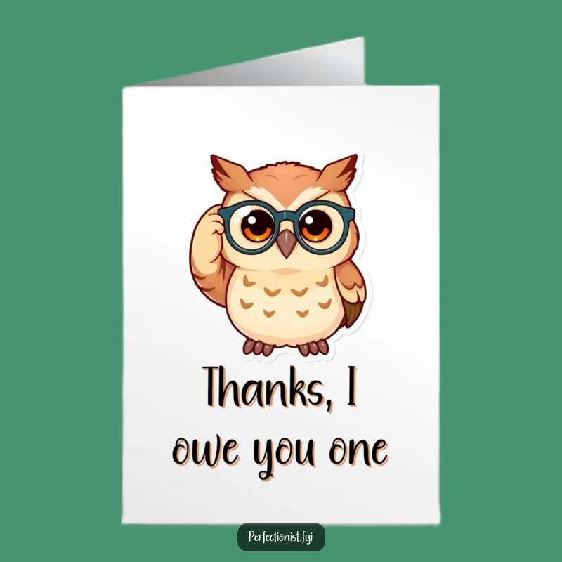Free Printable Thank You Card: Owl's Smart Specs, Humorous DIY Downloadable Gift
