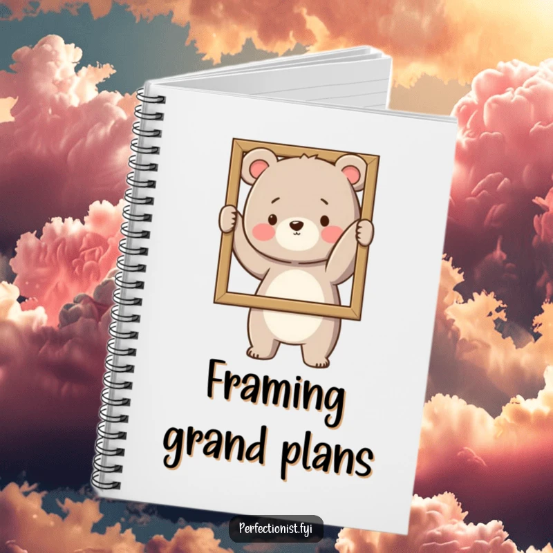 Funny Notebook: A bear meticulously straightens a picture frame, a humorous and organized cover for notes.