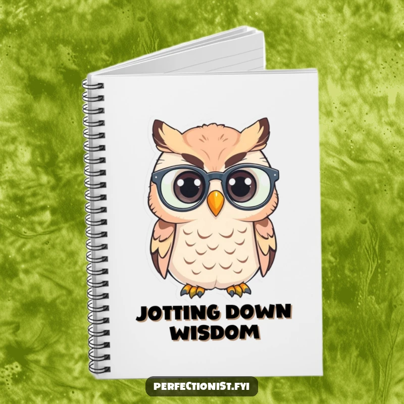 Funny Notebook: A dedicated owl polishes its glasses, a humorous cover for capturing wise thoughts.